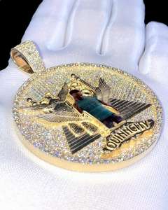 Medallón de Ojo de Horus Egipcio con Incrustaciones de Moissanita, Estilo Hip Hop, Chapado en Oro Redondo, Plata de Ley - Product Image 6