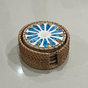 ชุดจานรองแก้วลายมุกสีน้ำเงิน งานฝีมือฝังเปลือกหอย สำหรับตกแต่งโต๊ะอาหารสุดหรู รับผลิตแบบ OEM ODM ขายส่ง - Product Image 6