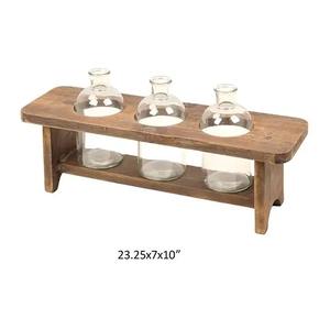 Support en bois Art Déco écologique avec 3 vases à bouteilles - Product Image 2