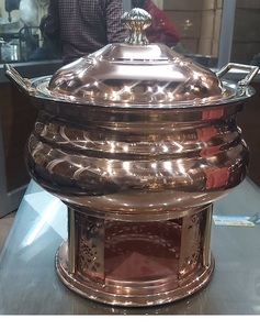 Plat à réchaud en acier inoxydable artisanal antique de forme personnalisée en cuivre martelé de luxe, chauffage au gaz, écran tactile numérique 150L - Product Image 6