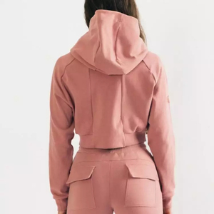 เสื้อครอปลำลองฤดูใบไม้ร่วงเสื้อมีฮู้ดของผู้หญิงเสื้อสเวตเชิ้ตขนแกะบางมีแขนตัดคุณสมบัติที่ยั่งยืนสำหรับสาววัยรุ่น - Product Image 6