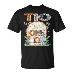 T-shirt promozionale per il primo compleanno di Tio of the Wild One, a tema safari, giungla e bosco - Product Image 1