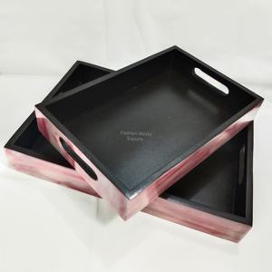 ชุดถาดอีพ็อกซี่เรซิ่นใสสีเทอร์ควอยซ์ลายคลื่น2ชิ้นถาดดีไซน์ที่เป็นเอกลักษณ์ของอินเดียสำหรับบ้านโรงแรมร้านอาหาร - Product Image 6