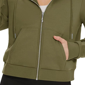 Usine directe de haute qualité unisexe plein coton recadrée fermeture éclair femmes sweats à capuche hiver meilleure vente personnalisé brodé motif 3D - Product Image 2