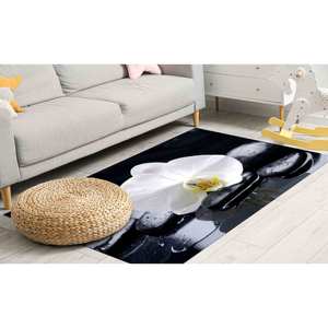 Tapis imprimé : Design moderne Orchid Spa Stones pour salon, avec tapis à poils doux - Product Image 3