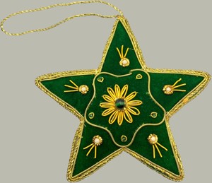 Decoración Colgante en Forma de Estrella con Adornos Zari |   Adornos Colgantes Hechos a Mano con Hilo Metálico y Cuentas para Decoración de Bodas y Fiestas - Product Image 3