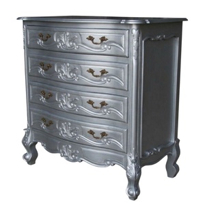 Commode haute de luxe en argent style français, ensembles de chambre à coucher, commode en bois pour mobilier antique de maison et d'hôtel - Product Image 4