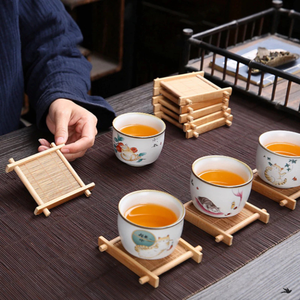 Sous-plat carré en osier isolant thermique pour thé et café, fabriqué au Vietnam - Product Image 3