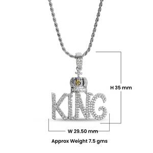 Colgante Hip Hop King Letter Hecho en oro blanco de 10kt y diamantes de moissanita de corte brillante redondo para unisex - Product Image 3