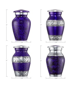 Petites urnes funéraires pour cendres humaines Lot de 4 urnes miniatures violettes et argentées avec étui et sacs en velours - Product Image 2