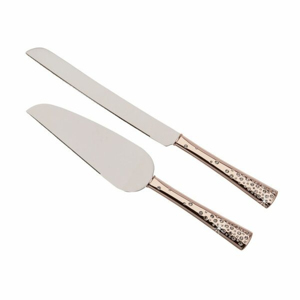 Ensemble magnifique couteau à gâteau et serveur en métal de luxe lame plaquée argent avec poignée en forme de branche d'arbre audacieuse plaquée or - Product Image 4