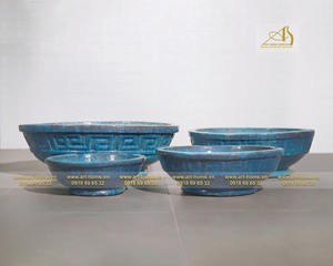 Maceta de cerámica galvanizada azul-verde, diseño moderno, respetuosa con el medio ambiente, duradera para el hogar, plantación, decoración de jardín, mejora - Product Image 5