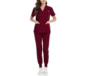 100% algodón elástico Todo Negro 100 algodón Scrubs médico enfermería uniformes mujeres y hombre Scrubs conjuntos 2025 - Product Image 4