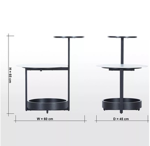 Table d'appoint en aluminium antique avec pieds en métal noir Meuble rond pour salon ou chambre à coucher Simple mais élégant - Product Image 5