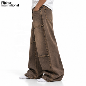 Wholesale <b>mens</b> wide leg <b>jeans</b> Custom <b>mens</b> wide leg <b>jeans</b> Wide leg <b>jeans</b> Heavyweight Cotton Streetwear - Product Image 3
