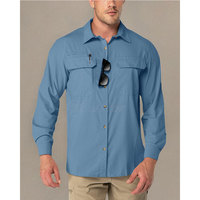 Nuevas camisas de caza de peces con botones de manga larga para hombre hechas a medida, camisa de pesca con cuello vuelto de ajuste Regular para hombre
