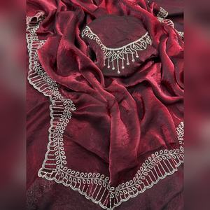 Sari indien prêt à porter pour soirée cocktail, en soie rose avec travail de diamants, chemisier, sari de soirée le plus vendu - Product Image 5