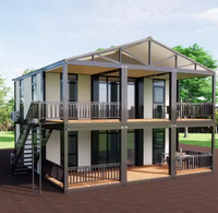 Villa Prefabricada Modular de Acero Portátil de 40 pies y 2 Pisos Personalizada para Hogar Familiar, Hotel, Oficina, Edificio Escolar, Centro Comercial, Apartamento