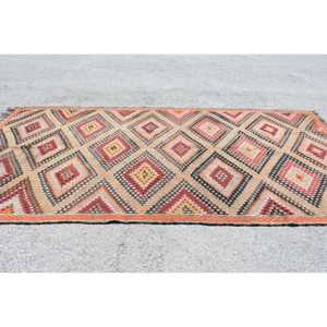 5.7x11.9 ft Rug, Turkish Vintage Rug, <b>Red</b> Kilim <b>Wool</b> Rug - Product Image 3