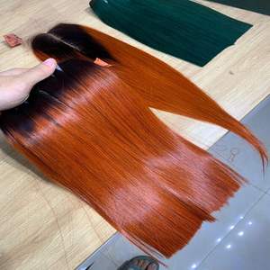 BOB court Ombre noir/jaune/rouge ensembles Extensions de cheveux raides en os de haute qualité pour les femmes noires Super épais cheveux en gros - Product Image 2