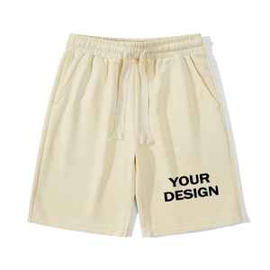 Pantalones cortos de algodón transpirables de verano para hombre con logotipo personalizado patrón sólido medio informal tejido Gymwear cordón al por mayor para uso al aire libre - Product Image 1