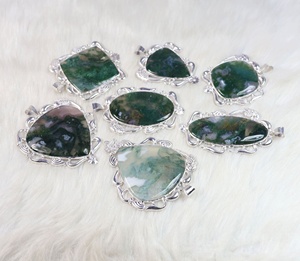 คริสตัลจี้หินโมราโมรามอสจี้ชุบเงินจี้ตะไคร่น้ำดีไซน์สวยสร้อยคอเครื่องประดับ - Product Image 3