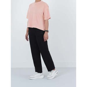 SIGRUN Women's XS Cropped T-Shirt Regular Fit Breathable Jersey Cotton Spandex Silk-Solid Print <b>Top</b> Casual Sweet Style-WC369 - Product Image 3