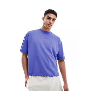 Col rond décontracté léger coton bio coupe ample t-shirts lavables en machine style surdimensionné t-shirts pour hommes vêtements quotidiens - Product Image 3