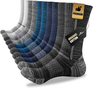 Chaussettes de travail en coton pour hommes, 5 paires de chaussettes à bottes rembourrées, chaussettes athlétiques évacuant l'humidité pour la randonnée, les sports et la course à pied - Product Image 1