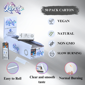 Papiers à rouler Korobo King-Size ultra-fins, blancs, naturels, non blanchis, avec filtre à combustion lente pour cigarettes et tabac - Product Image 1