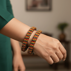 Hastvikas Multicolor Chevron Lac Tungsten Bracelets with Channel <b>Set</b> Stone Inlay Crystal <b>Bangles</b> for Women's Party Occasion - Product Image 3