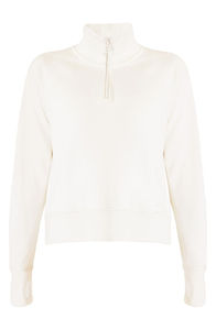 OEM 1/4 Quarter Zipper Pullover 100% Cotton <b>White</b> Hooded Winter Printed Oversized Sweatshirt for Women - Product Image 6