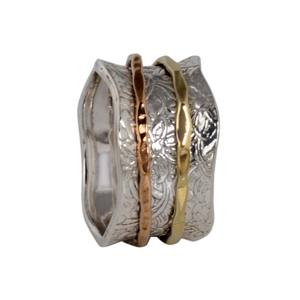 Wholesale Two-Tone Sterling <b>Silver</b> <b>Spinner</b> <b>Ring</b> Bezel Setting Wedding Party Accessory for Meditation Anxiety Relief Anniversary - Product Image 3