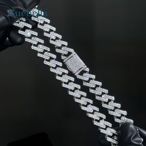Collar de cadena cubana de diamante de moissanita de 14mm chapado en oro blanco de 14 quilates de plata 925 Premium para hombre con cierre de caja - Product Image 4