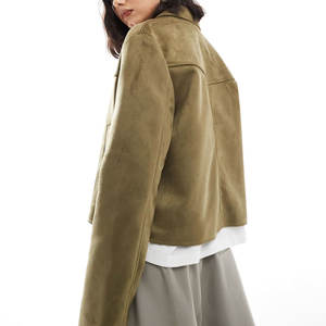 เสื้อโค้ทแขนสั้นสำหรับผู้หญิงเสื้อโค้ทแขนสั้นแบบติดกระดุมตามสั่งทันสมัย - Product Image 2