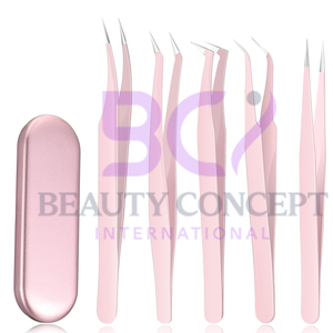 Juego de pinzas de pestañas puntiagudas de acero inoxidable con caja para extensión de pestañas, buen vendedor, producto Popular, pinzas injertadas - Product Image 6