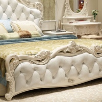 Ensemble de lit de style américain en bois massif de haute qualité, avec commode et table de chevet blanches pour la chambre à coucher, ensembles de meubles de chambre à coucher