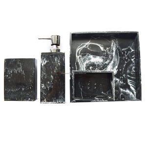 Accesorios de baño Juego de resina negra para organizar y utilidad Juego de baño de 4 piezas Bandeja de toalla Jabón/Plato Dispensador de soporte líquido - Product Image 2