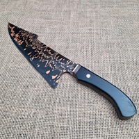 Couteau de chef professionnel fait main de haute qualité en acier inoxydable avec motif en cuivre, manche en ébène, lame de 8 pouces, ambidextre