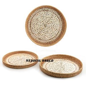 Bandeja de servicio de ratán recién llegada plato de diseñador hecho a mano de calidad superior bandeja de ratán nueva al por mayor con estilo clásico - Product Image 4