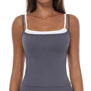 Débardeur Femme Polyvalent en Coton Respirant Tricoté Côtelé pour Yoga et Gym - Product Image 1