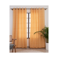 Rideau de salon demi-blanc à expédition rapide 140x260cm 240 GSM en coton crème traditionnel à motif floral vert avec pompons pour centres de villégiature et spas