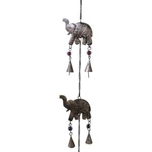 Ensemble de 5 carillons à vent bohèmes à motif d'éléphant pour la décoration murale extérieure, patio, jardin, style ornement vertical - Product Image 6