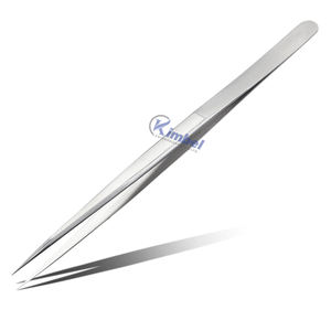 Pince à épiler d'extension de cils en acier inoxydable à pointe longue et droite de haute qualité Logo personnalisé en gros - Product Image 3