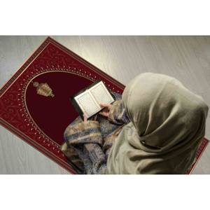 Red Prayer Rug: Elegant <b>Gold</b> Islamic Decor, Worship Rug, Printed Rug,With Pile Soft Rug - Product Image 3