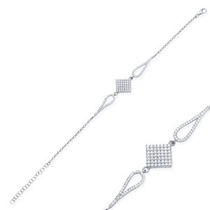 Lozenge Design Clear Zircon Stone Charm Bracelet Gold Plated Handmade Turkish 925 Sterling <b>Silver</b> Jewelry for <b>Women</b> Gift Party - Product Image 2