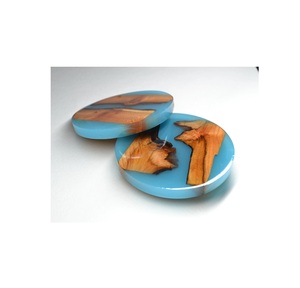 Wedding Gifts Wood and Resin Stone <b>Coaster</b> <b>for</b> <b>Drinks</b> Cup Holders <b>Coaster</b> Round Shape Blue Color - Product Image 6
