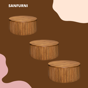 Meubles de maison Table basse moderne et luxueuse Table basse ronde en bois Couleur naturelle pour meubles de salon Produit personnalisé - Product Image 5