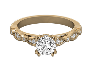 แหวนเพชรทรงกลมเจียระไนแบบบริลเลียนท์  สำหรับผู้หญิง  ชุบทอง 14K  ประดับเพชรแท้  ได้รับการรับรองจาก IGI  ทำจากเงินแท้ 925 - Product Image 4