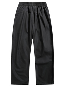 Pantalon de survêtement blanc surdimensionné pour homme, coupe large, avec empiècements latéraux contrastants noirs et détails de passepoil, taille à cordon de serrage – Vente en gros personnalisée - Product Image 2